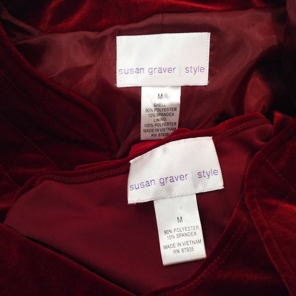 Dress Suit Susan Graver 2-peice Set Quilted Velvet Jacket Sheath Dress -M Wine - Picture 10 of 10